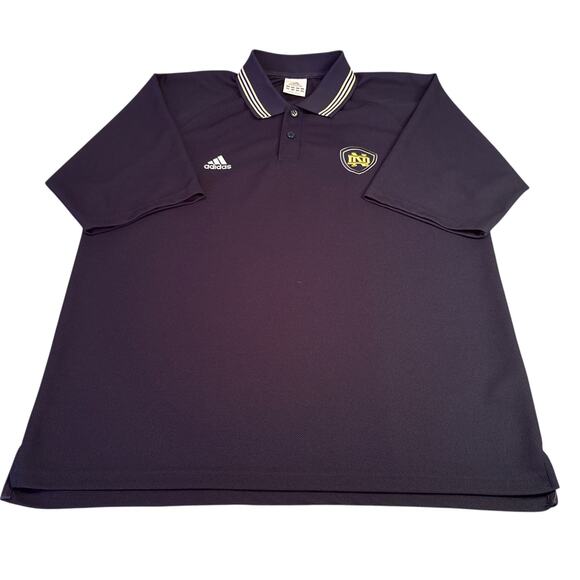 Adidas Notre Dame Football Golf Polo Blue Shirt Sz XL - Picture 2 of 6